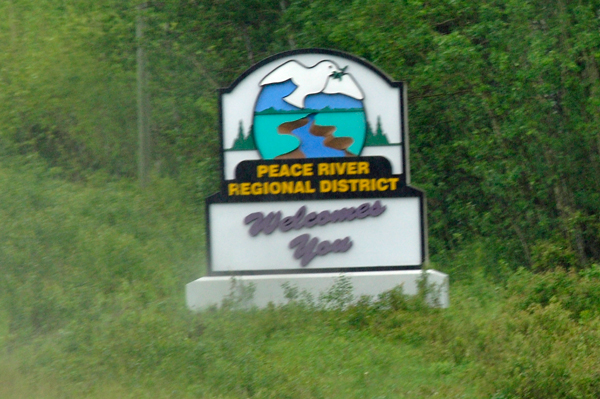 Peace River Regional District Welcome sign